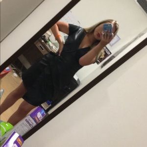 Topshop black faux leather dress